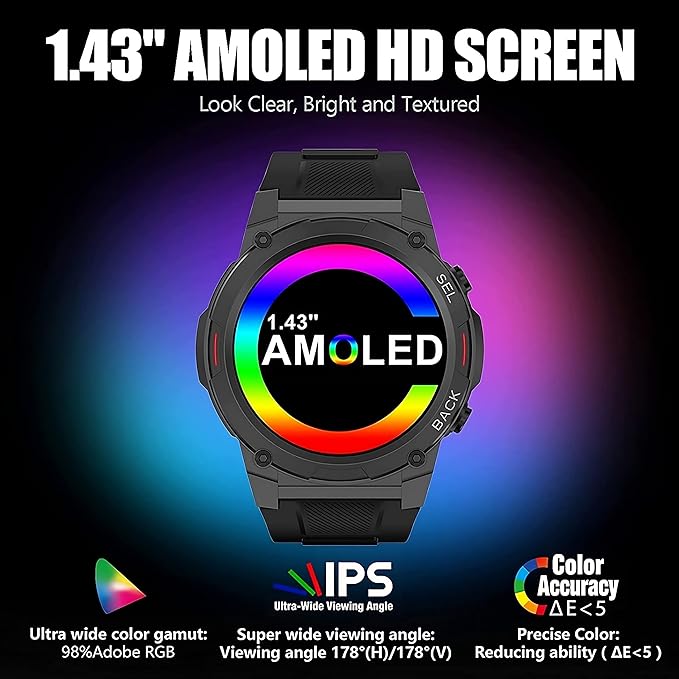 Smart watch with AMOLED Always On Display for Men