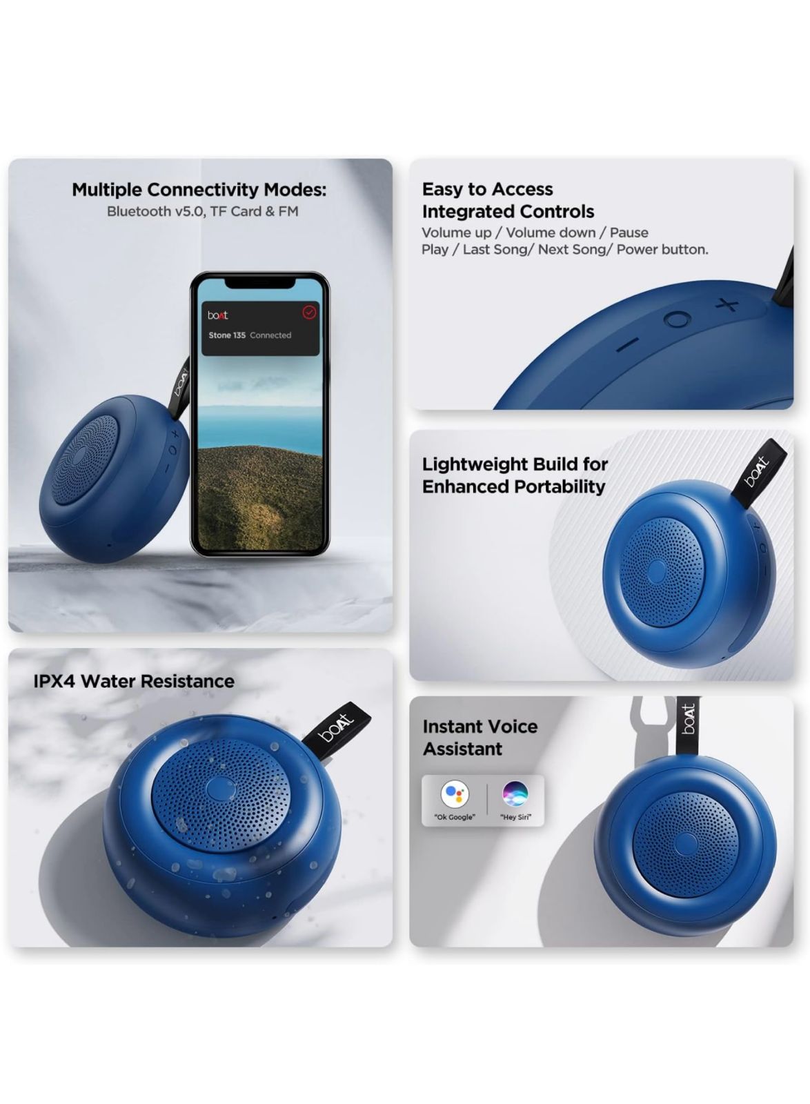 boAt Stone 135 Portable Wireless Speaker (Bold Blue)