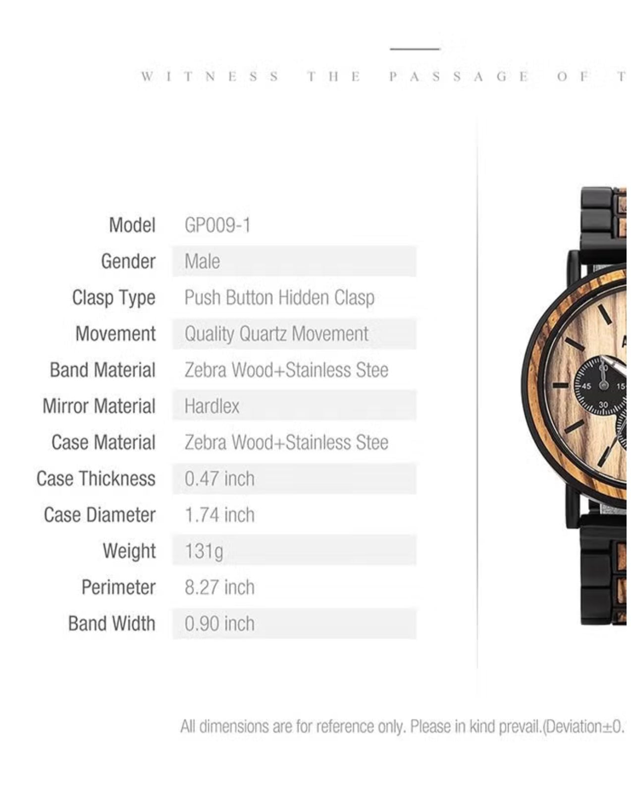 Zebra Wood Luxury Zaeem Wooden Watches